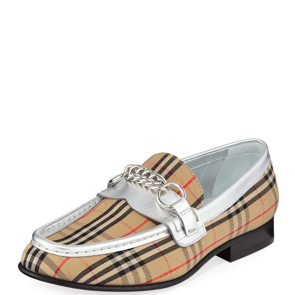 Burberry Silver/Grey/Multi 'moorley' Check Loafers